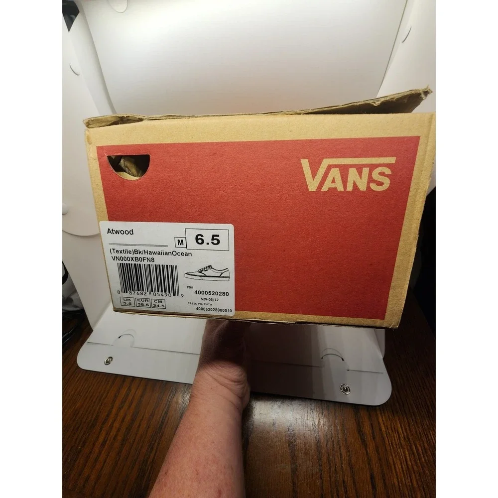 VANS Atwood Slip-On‎ Black Hawaiian Ocean Blue Men Size 6 - Brand New